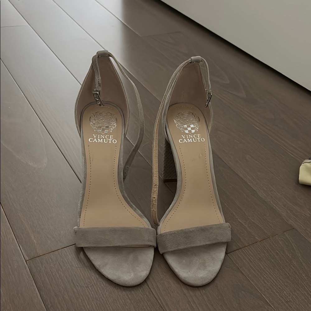 Vince Camuto Taupe Suede Heels